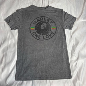 Men's Zion Rootwear Gray Bob Marley One Love Short Sleeve Tee S